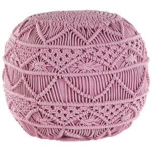 BELIANI Pouf Rosa Baumwolle Rund 40 x 40 cm Gestrickt Boho-Stil