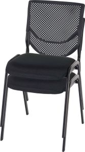 sada 2 stoličiek pre návštevníkov T401, konferenčná stolička stohovateľná, látka/textil ~ sedadlo čierne, nohy čierne