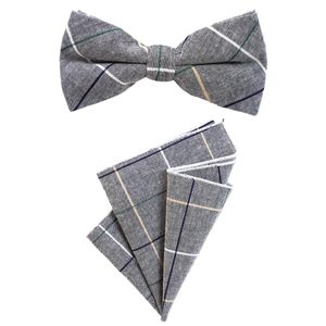 DonDon Herren Einstecktuch 23 x 23 cm im 2er Set mit farblich passender Fliege 12 x 6 cm mehrfarbig kariert 10 Baumwolle