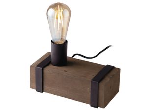 Ausgefallene Vintage Industriedesign Tischlampe einflammig mit Holzbalken antik