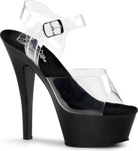 PLEASER KISS-208 Dezente Plateau Sandaletten in Klar-Schwarz