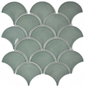 Mosaik Fliese Keramik Fächer petrol glänzend Fliese WC Badfliese MOS13-FS18_f | 10 Mosaikmatten