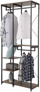 EUGAD Garderoben Kleiderständer mit Ablage, Holz Stahl, Schwarz-Vintage