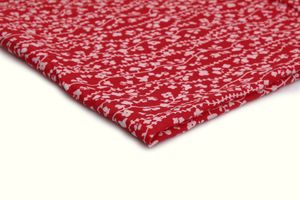 Baumwolle gedruckt Muster 7, roter Hintergrund mit weißen Blumen, 50x140 cm