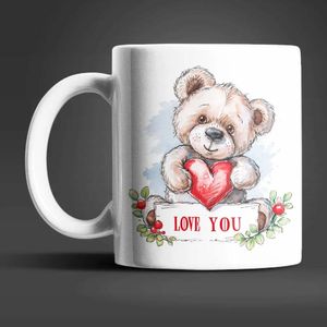 Teddybär I Love You Valentinstag Kaffeetasse Teetasse Tasse Geschenkidee 330 ml – Teddy-05