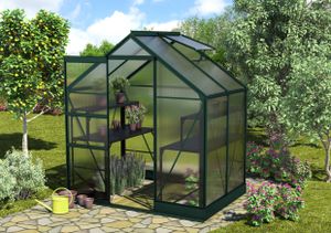 Skleník Vitavia Apollo 2500 polykarbonát 6 mm 195 x 137 cm zelený vč. základového rámu