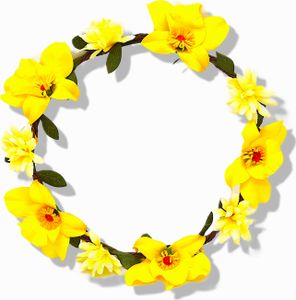 Blumen Haarkranz "SIENNA" mit gelben Blüten mit Ø19 cm und 7cm großen Blüten für Hochzeit Kommunion Ostern Oktoberfest Frühlingsfest Strandparty Junggesellinen Abschied