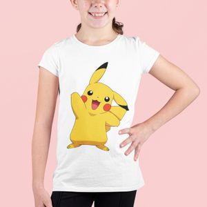 Bio Baumwolle T-Shirt Mädchen Süßes Pokemon Pikachu Anime Comic Merch Pika Geschenk