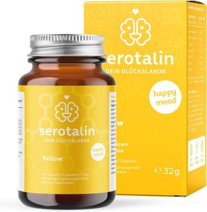 Serotalin Yellow Johanniskraut Kapseln | 60 Kapseln | mit 5-HTP und L-Tryptophan | 60 Kapseln | Happy Mood Tabletten | 2-Monatsvorrat | vegan