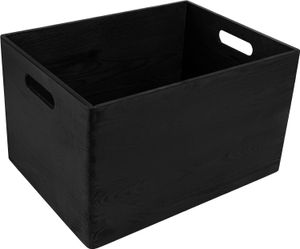 Creative Deco Čierna drevená prepravka na ovocie | 39x29x23cm (+/-1cm) | s držadlami | bez veka | drevená prepravka drevená prepravka drevená prepravka | na dokumenty cennosti