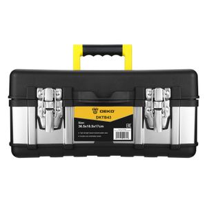 DEKO | Werkzeugkoffer | robuster Kunststoff & Edelstahl Koffer mit Schnappverschlüssen 35 x 18 | 5 x 17 cm