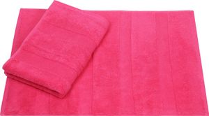 Betz 2 Stück Badvorleger 50x70 cm DELUXE Badematte Badteppich Duschvorleger 100% Baumwolle 680g/m²  Farbe: fuchsia