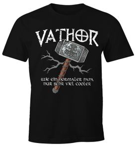 Herren T-Shirt cooler Papa Vathor Fun-Shirt Spruch lustig Thor Parodie Geschenk Papa Vatertag Moonworks® schwarz XL