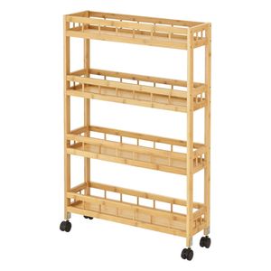 In And OutdoorMatch Küchenwagen Garrison - Mit 4 Ablagen - 96x60x18 cm - Holzfarben - 4 Ablagen -