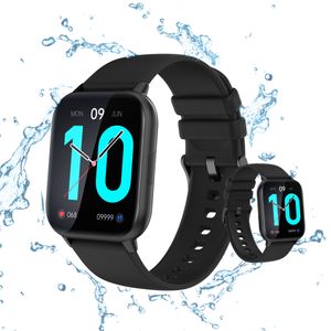 （Black）Smartwatch Fitness Tracker Vodotěsné chytré hodinky Ženy Muži 1,96 "Velká HD dotyková barevná obrazovka Fitness hodinky se srdečním tepem Krevní tlak Sc