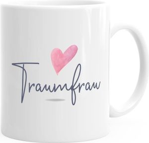 Kaffeetasse Traumfrau Geschenk-Tasse für Freundin Frau Herz Partner Tasse Liebe Geschenk MoonWorks® weiß unisize