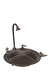 Vogelbad Metall bronze matt Wasserhahn Vogel Vogeltränke Vogelfutterplatz Ø33cm 32cm Garten Vogelbad Metall bronze matt Wasserhahn Vogel Vogeltränke Vogelfutterplatz Ø33cm 32cm Garten