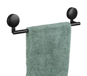 WENKO Static-Loc® Plus Badetuchstange Pavia Schwarz Badezimmer Handtuch Aufbewahrung Ordnung