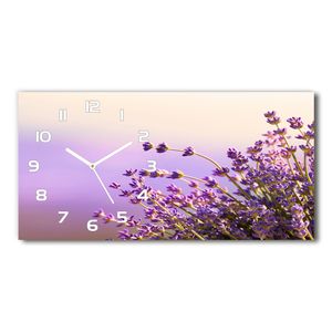 Wanduhr aus Glas – 60x30 cm - Glasbild - Glasuhr - Gehärtetes Glas - weisse-zeiger - Lavendel