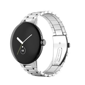 Für Google Pixel Watch Stahl Metall Design Ersatz Armband Silber Smart Uhr Neu