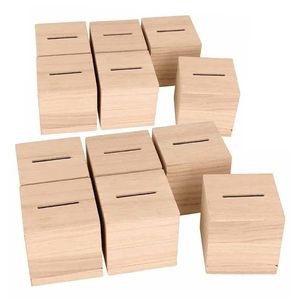 12 quadratische Sparschweine aus Holz 6 x 6 x 6 cm