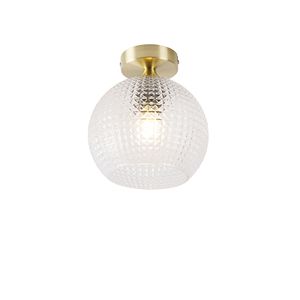 QAZQA - Art Deco Art Deco Deckenleuchte I Deckenlampe I Lampe I Leuchte Messing - Kugel I Wohnzimmer I Schlafzimmer - Glas Rund - LED geeignet E27