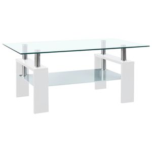 vidaXL Konferenčný stolík biely transparentný 95x55x40 cm Tvrdené sklo