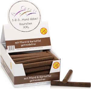 123... Hund dabei! - Kaurollen XXL 50er Tray Pferd - Dentalkaurolle - Getreidefrei - Vorteilspaket - Kaustangen für Hunde - Kausticks - Zahnpflege