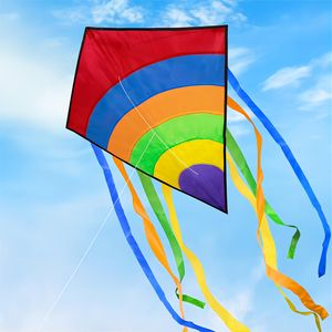 Flugdrachen Regenbogen Drachen mit 80m Einleiner Flugdrachen Delta Drachen 73*65 cm Spannweite Großer Kinderdrachen
