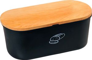 KESPER Brotbox schwarz mit Deckel aus Buchenholz, 34 x 18 x 14 cm, 85091