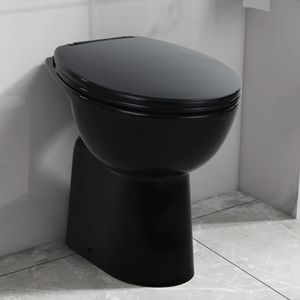 Ankonbej Hohe Spülrandlose Toilette Soft-Close 7cm Höher Keramik Schwarz