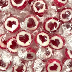 Kywië Herzbonbons Rot - Hochzeit Taufe Kommunion 500g Großpackung - handgewickelte Rocks-Bonbons mit Herz - Tischdeko, Nascherei, Gastgeschenke