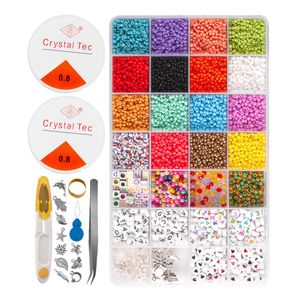 Korálky na navliekanie náramkov z korálok, sada 8400 kusov, vytvorte si vlastné náhrdelníky, sklenené korálky, farebné náhrdelníky DIY, šperkové korálky, mini písmená
