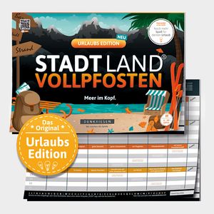 Stadt Land Vollpfosten® Urlaubs Edition – "Meer im Kopf." | A4 Spielblock