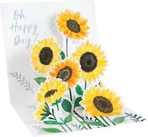 Pop Up 3D Karte Geburtstag Glückwunschkarte Happy Day Sonnenblumen 13x13cm