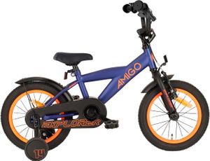 AMIGO Kinderfahrräder Jungen Explorer 14 Zoll 21,5 cm Jungen Rücktrittbremse Blau/Orange
