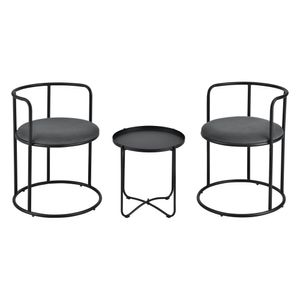 Tischgruppe 3 Teilig Älvkarleby Tischset mit 2 Stühlen Schwarz