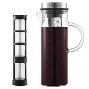 SILBERTHAL Kaffeebereiter Glas 1.3l - Cold Brew Coffee Maker mit Filter für kaltgebrühten Kaffee - Akzeptabel
