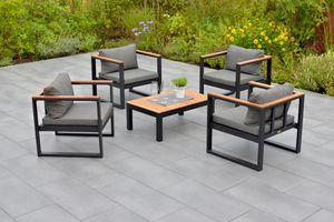 Merxx Gartenmöbelset "Mykonos" 5tlg. mit Sesseln - Aluminiumgestell Graphit mit Kissen in Grau Merxx Gartenmöbelset "Mykonos" 5tlg. mit Sesseln - Aluminiumgestell Graphit mit Kissen in Grau