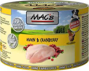 MAC's Dog Hundefutter Hühnchen & Cranberry Nassfutter 6x200g getreidefrei