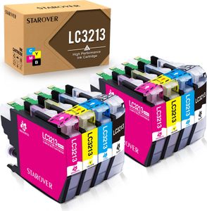 8er Set LC3213 Druckerpatronen mit Chip kompatibel zu Brother LC 3213 für Drucker MFC-J497DW MFC-J491DW MFC-J890DW MFC-J895DW DCP-J572DW DCP-J772DW DCP-J774DW, 2BK/2C/2Y/2M