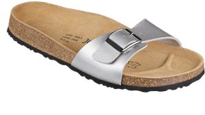 JOE N JOYCE Porto  Sandale Kork Sandalette Komfortfußbett Silber, Fußbett:Schmal, Größe:EU 39 / UK 5.5 / 25 cm