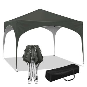 BukkitBow – Partyzelt mit runder Kante – faltbares Zelt – wasserdicht und wetterfest – Gartenpavillon – 300 x 300 cm – Grau