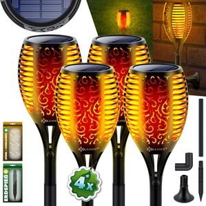 KESSER® Gartenfackel Solar Set Solarleuchten Flamme mit Wandhalterung + Erdspieß Licht-Sensor Wetterfest Garten Solarleuchte Fackel Lichter LED Gartenlampe Solarlampe Flammenlicht - 4er Set - 96 LED´s KESSER® Gartenfackel Solar Set Solarleuchten Flamme mit Wandhalterung + Erdspieß Licht-Sensor Wetterfest Garten Solarleuchte Fackel Lichter LED Gartenlampe Solarlampe Flammenlicht - 4er Set - 96 LED´s