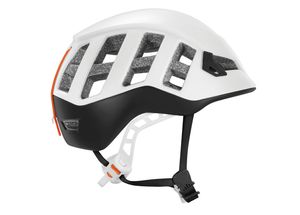Petzl Meteor Leichter Helm mit erweitertem Kopfschutz zum Klettern, Bergsteigen und Skitourengehen, Farbe:weiß/schwarz, Größe:M/L