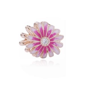 Charms Anhänger Blume Rosa Bettelarmband Rosegold Dangle kompatibel Pandora Sabo