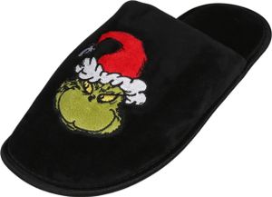 The Grinch Herrenpantoffeln, Hausschuhe aus schwarzem Velours 45-46 EU