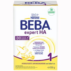 Nestlé BEBA Expert HA 1, Hydrolysierte Anfangsnahrung, Säugling Milch, Babynahrung, Von Geburt an, Faltschachtel, 550 g, 12508556