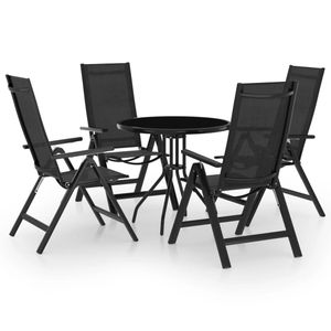 Schönes® Premium Möbel 5-tlg. Bistro-Set Schwarz und Anthrazit Farbe:Anthrazit und Schwarz - Wundervoll zeitlosen Design