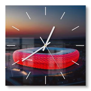 DEQORI Glasuhr 30x30 cm Modern 'Allianz Arena, München' Wanduhr Glas Uhr Design leise